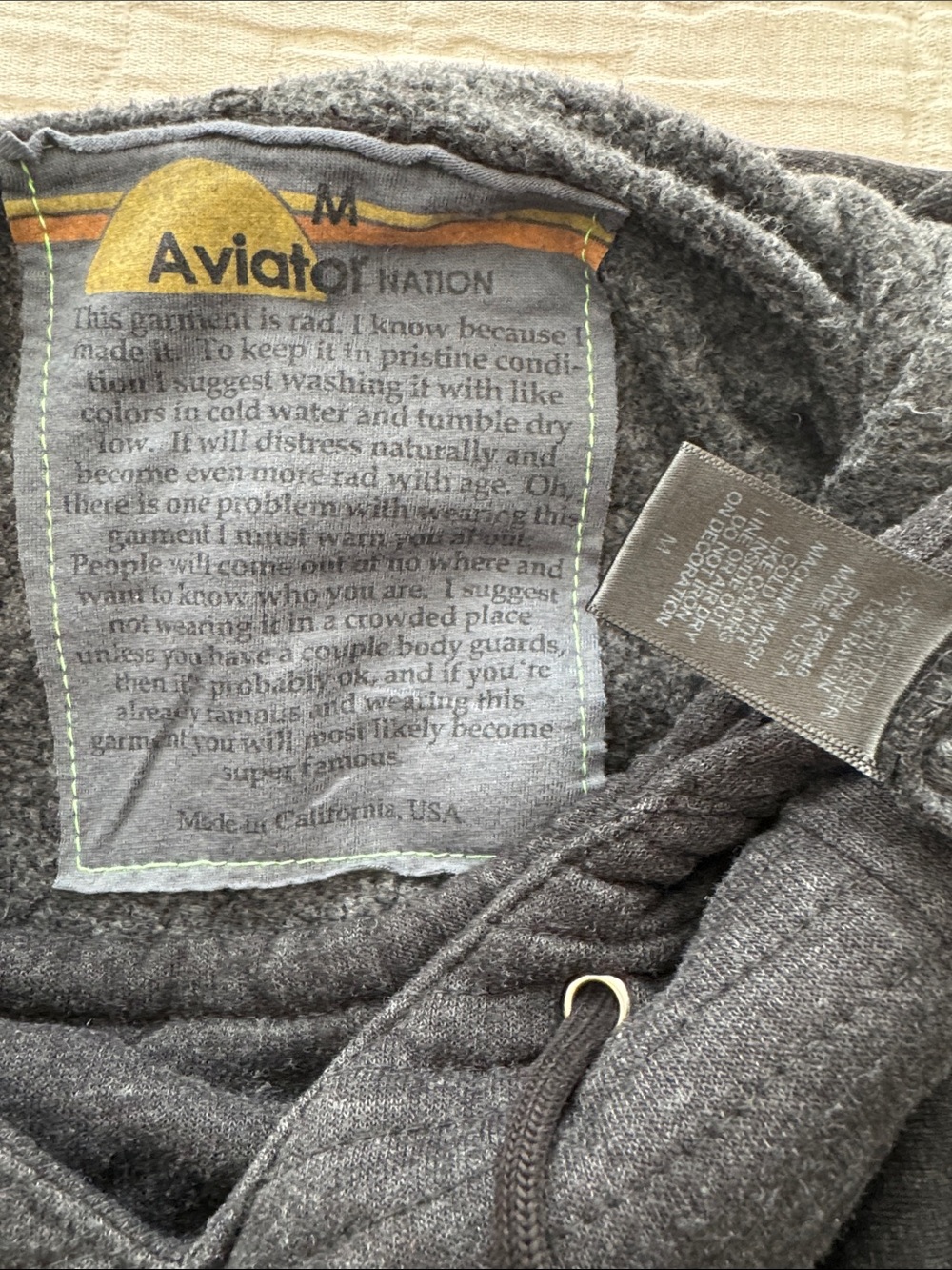 Aviator Nation NWOT Ninja Sweatshirt -  Charcoal, Size M - Picture 10 of 10